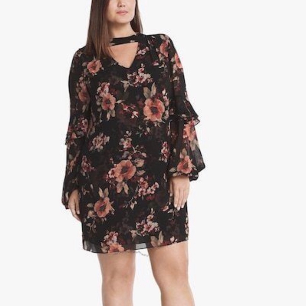 WHBM White House black market rose dress 3x